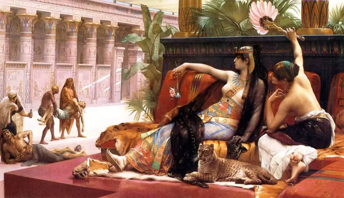 Cleopatra testing poisons on condemned prisoners, painting by Alexandre Cabanel