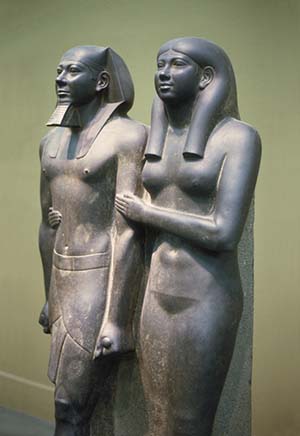Statues of Pharaoh Menkaure and his wife