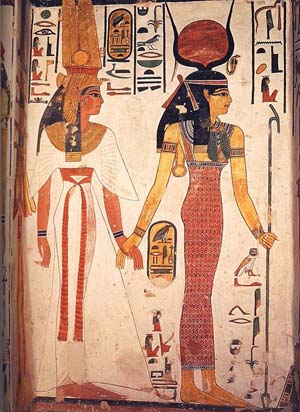 Depiction of Nefertari with goddess Hathor