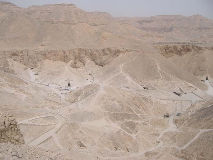 Paths leading to the tombs in the Valley of the Kings