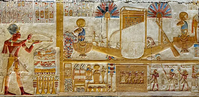 The sacred boats of Amun-Ra, Mut and Khonsu