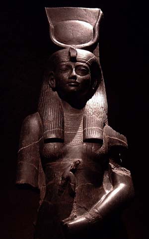 Statue of Goddess Hathor wearing the Uraeus headdress