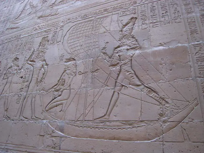 Depiction of Horus defeating Seth, at the Temple of Edfu