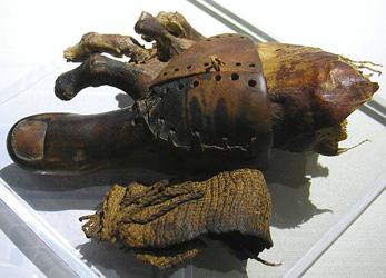 Wood and Leather Prosthetic Toe