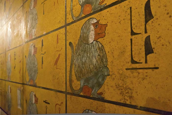 Decorative Baboons on the Wall of King Tut's Tomb